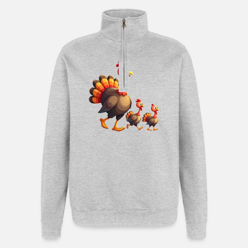 Bébé dinde de Thanksgiving - Sweat à zip 1/4 - gris chiné