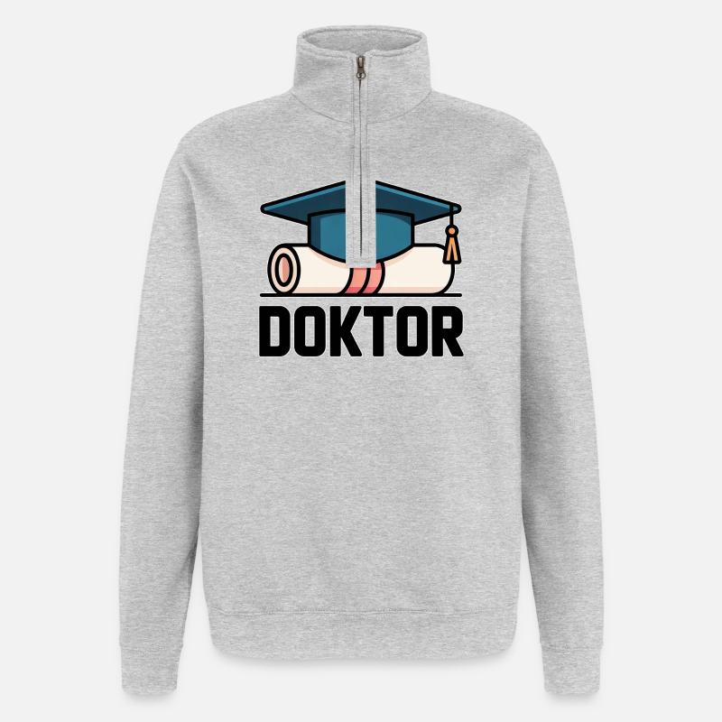 Doktorhut Urkunde – Abschluss, Promotion, Geschenk - Quarter-Zip-Sweatshirt - Grau meliert