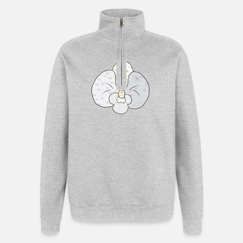 Weisse_Musterorchidee - Sweat à zip 1/4 - gris chiné