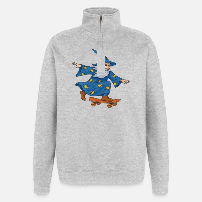 Starry Wizard Skateboard - Sweat à zip 1/4 - gris chiné