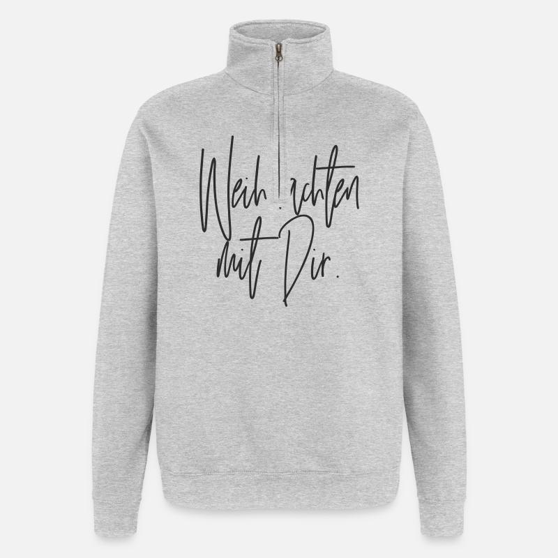 Noël avec toi Écriture manuscrite - Sweat à zip 1/4 - gris chiné