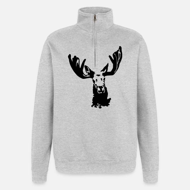 Elch - Quarter-Zip-Sweatshirt - Grau meliert
