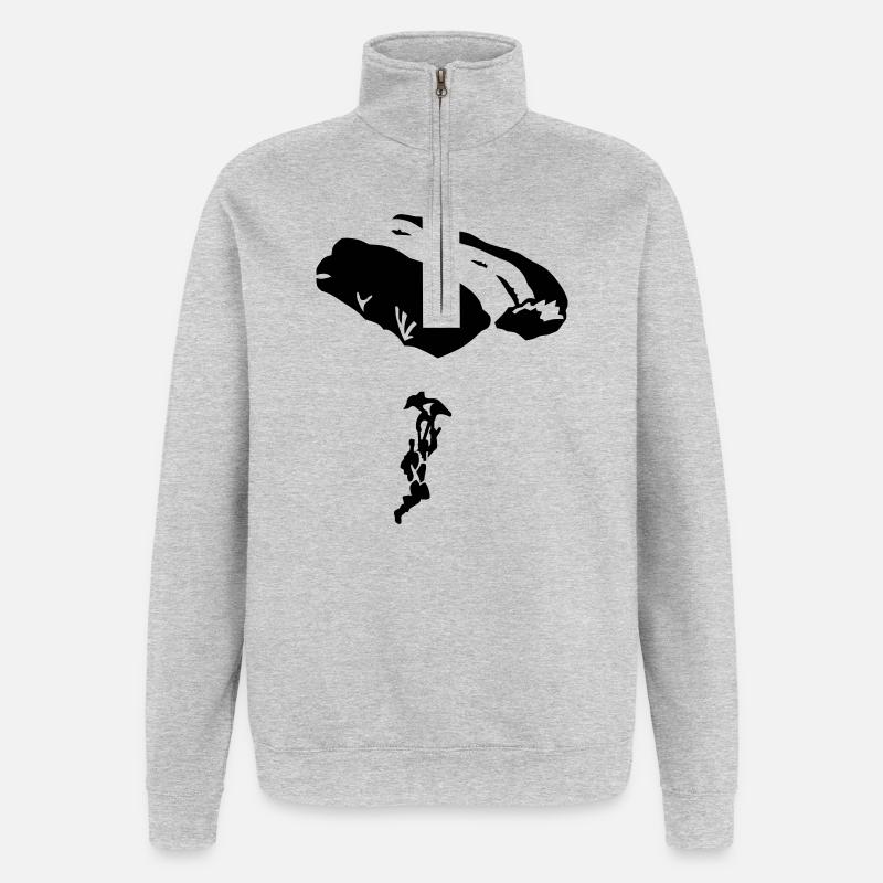 Fallschirm - Quarter-Zip-Sweatshirt - Grau meliert