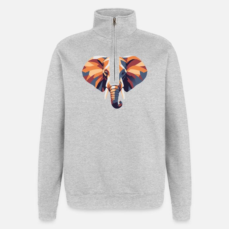 Elefant_farbe_poly - Sweat à zip 1/4 - gris chiné