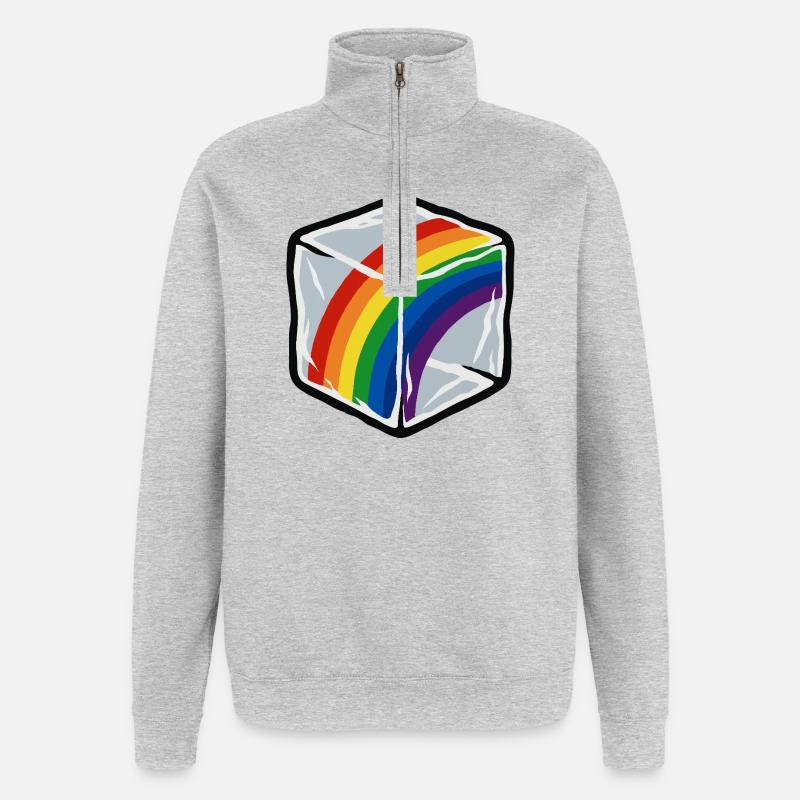 Rainbow in cube - Quarter-Zip Sweatshirt - heather grey