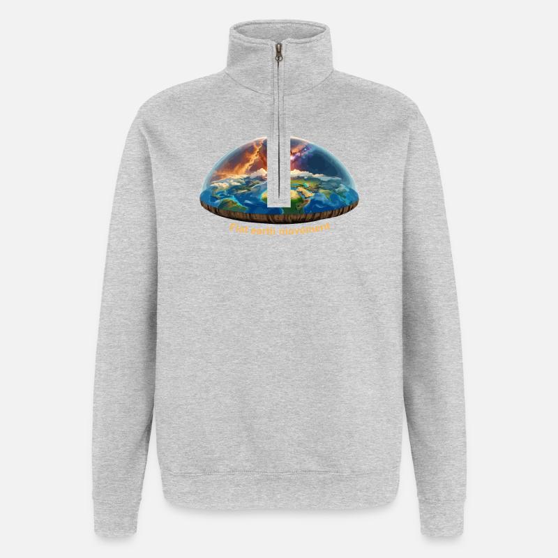 Bewegung der flachen Erde - Quarter-Zip-Sweatshirt - Grau meliert