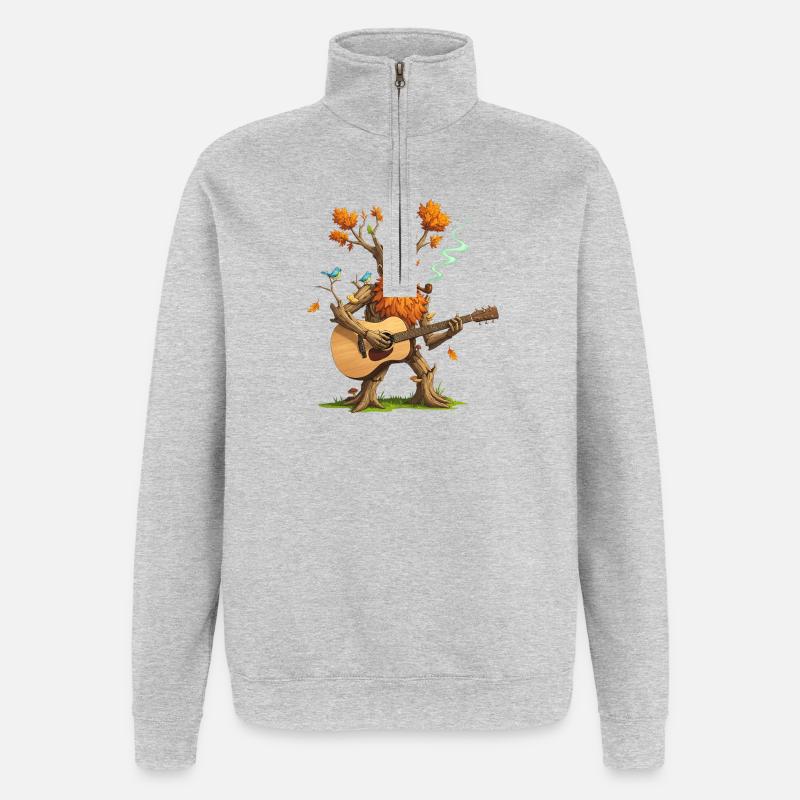 Fantasy Tree Guitar Player T-Shirt - Sweat à zip 1/4 - gris chiné