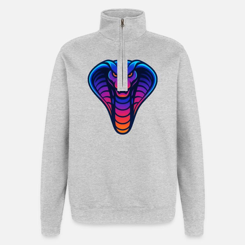 Neon Cobra Gradient Illustration - Quarter-Zip Sweatshirt - heather grey