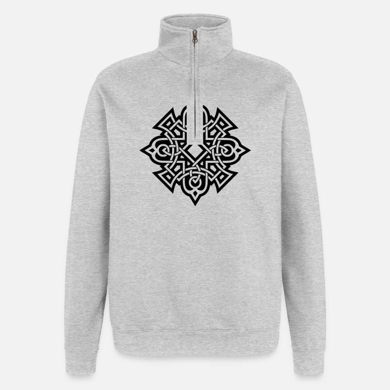 Keltisches Muster - Quarter-Zip-Sweatshirt - Grau meliert