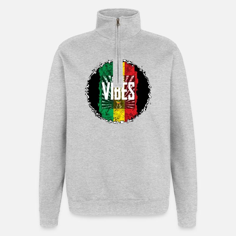Drapeau Reggae Vibes - Sweat à zip 1/4 - gris chiné
