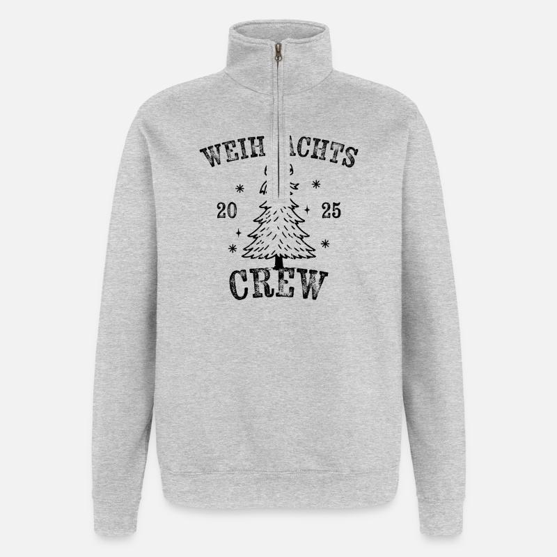 Weihnachtscrew 2025 - Quarter-Zip-Sweatshirt - Grau meliert