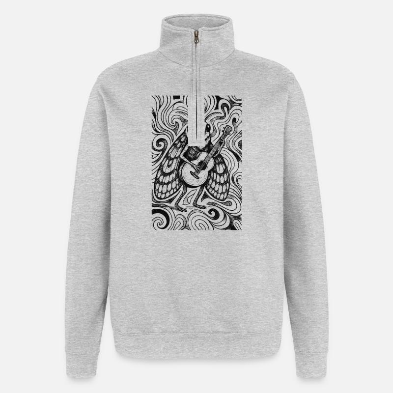 Cicada with Guitar Psychedelic - Quarter-Zip Sweatshirt - heather grey