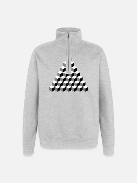Isometric Cube Pyramid - Quarter-Zip Sweatshirt - heather grey