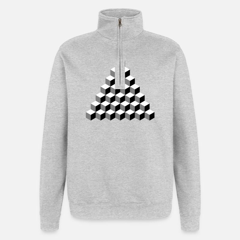 Isometric Cube Pyramid - Quarter-Zip Sweatshirt - heather grey