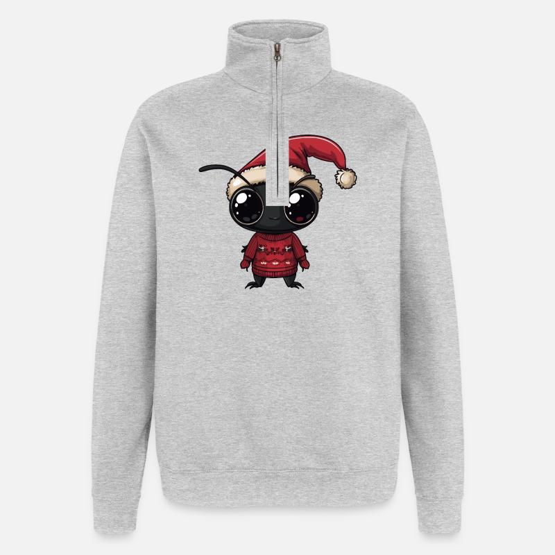 Fourmi Noël - Sweat à zip 1/4 - gris chiné