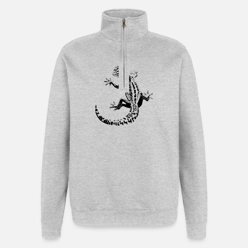 Leopardgecko - Quarter-Zip-Sweatshirt - Grau meliert