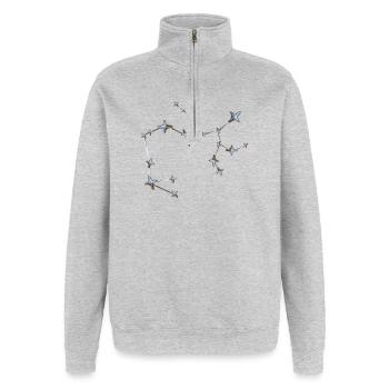 Kettenstern Konstellation - Quarter-Zip-Sweatshirt - Grau meliert - Vorne - AI Model Female 172 light (172cm) & AI Model Male 178 dark (178cm)
