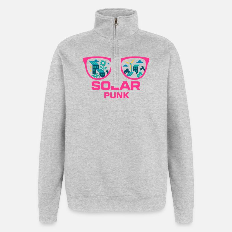 Solarpunk Vision - Quarter-Zip Sweatshirt - heather grey