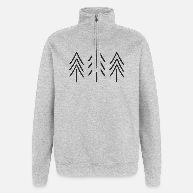 Fir Trees Silhouettes Pattern - Quarter-Zip Sweatshirt - heather grey