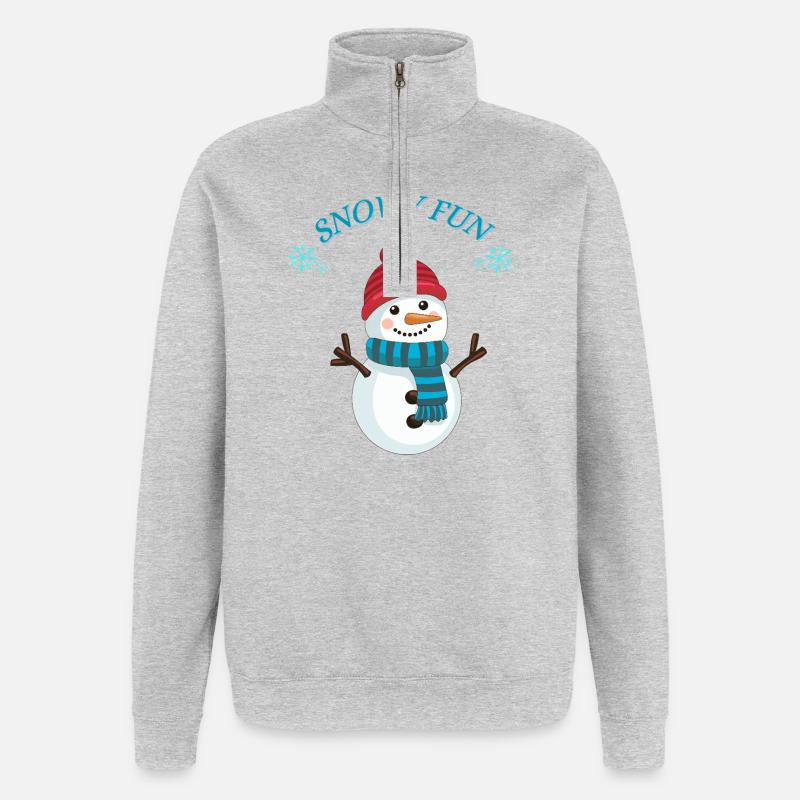 Schneemann Spaß  - Quarter-Zip-Sweatshirt - Grau meliert