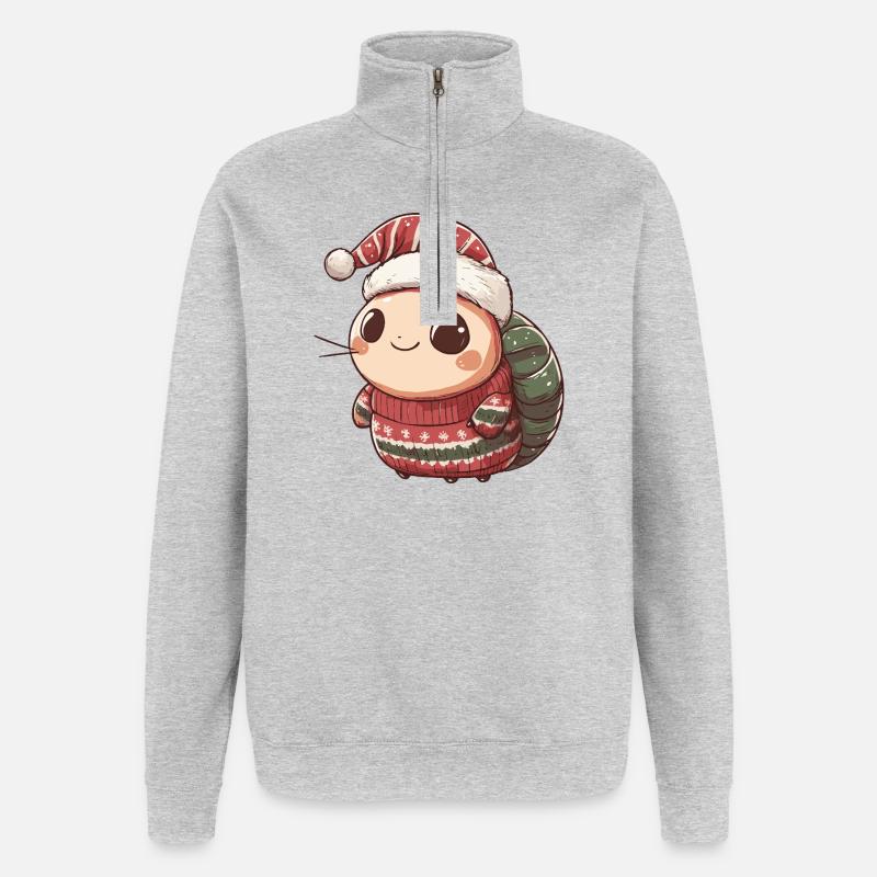 Noël de l’escargot - Sweat à zip 1/4 - gris chiné