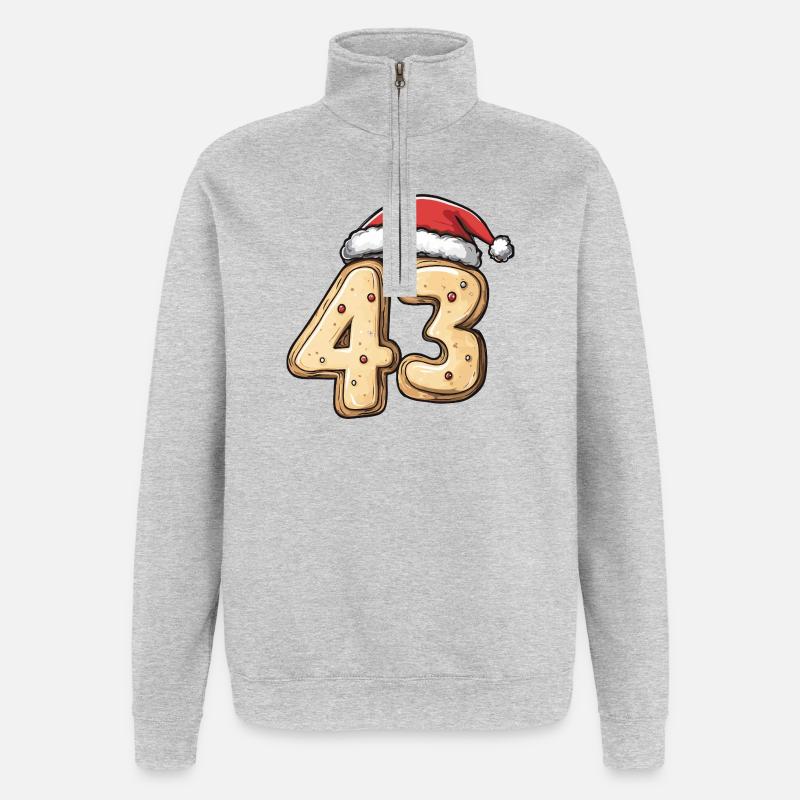 Biscuit de Noël à 43 chiffres - Sweat à zip 1/4 - gris chiné