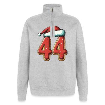 44 Number Biscuit Christmas - Quarter-Zip Sweatshirt - heather grey - Front - AI Model Female 172 light (172cm) & AI Model Male 178 dark (178cm)