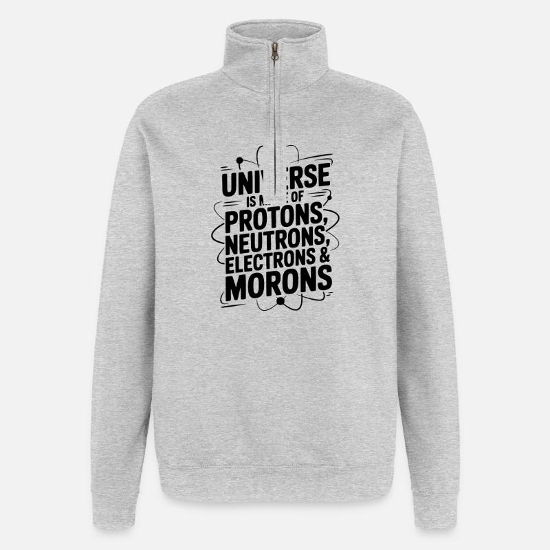 Das Universum besteht aus Idioten - Quarter-Zip-Sweatshirt - Grau meliert