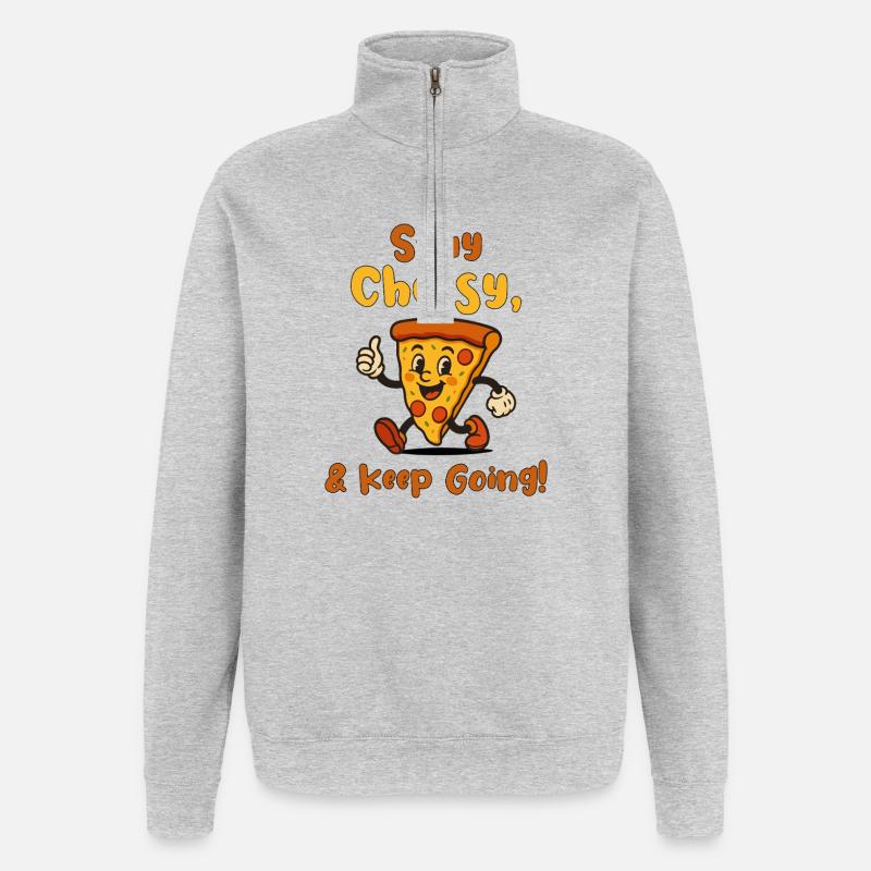 Stay Cheesy & Keep Going - Quarter-Zip Sweatshirt - heather grey