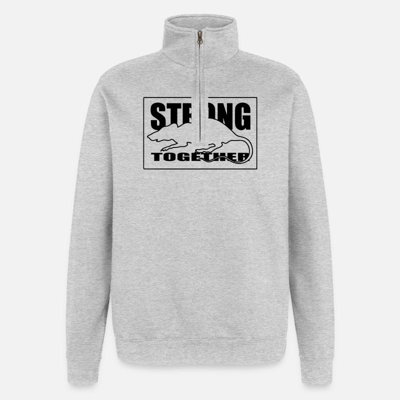 Accent rouge abstrait - Sweat à zip 1/4 - gris chiné