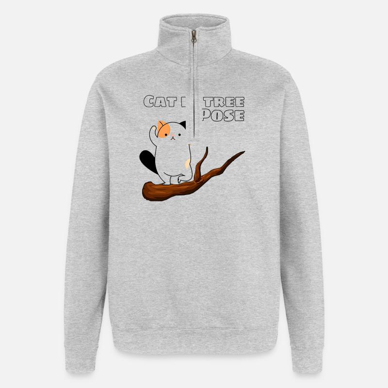 Cat in Tree Pose - Quarter-Zip Sweatshirt - heather grey