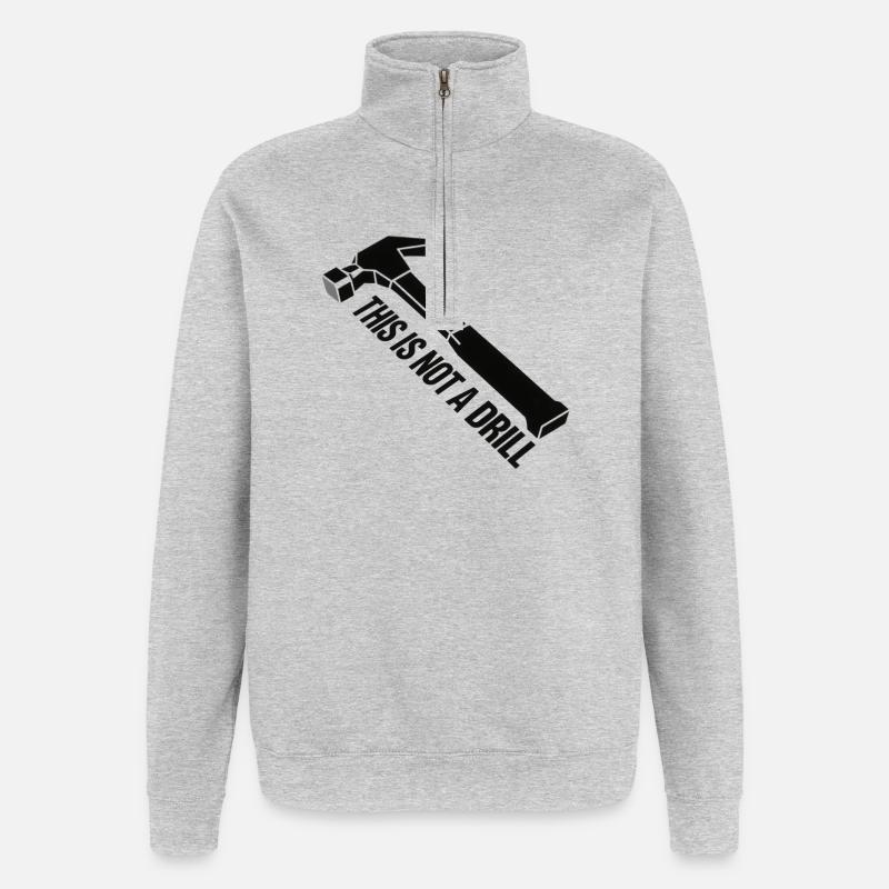 This Not a Drill Hammer Graphic - Quarter-Zip Sweatshirt - heather grey