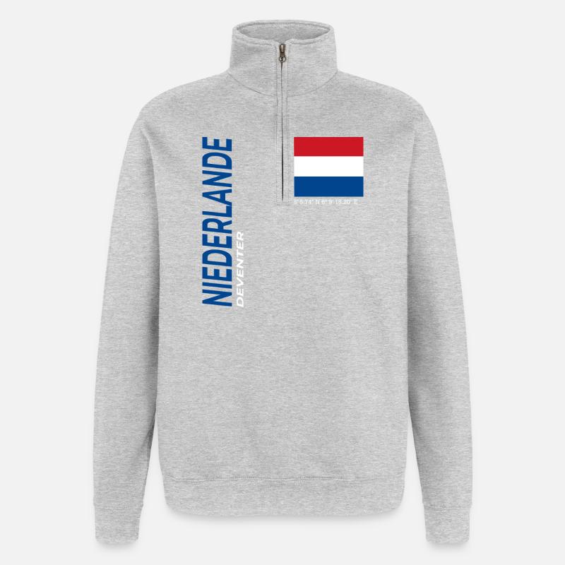 Deventer - Sweat à zip 1/4 - gris chiné