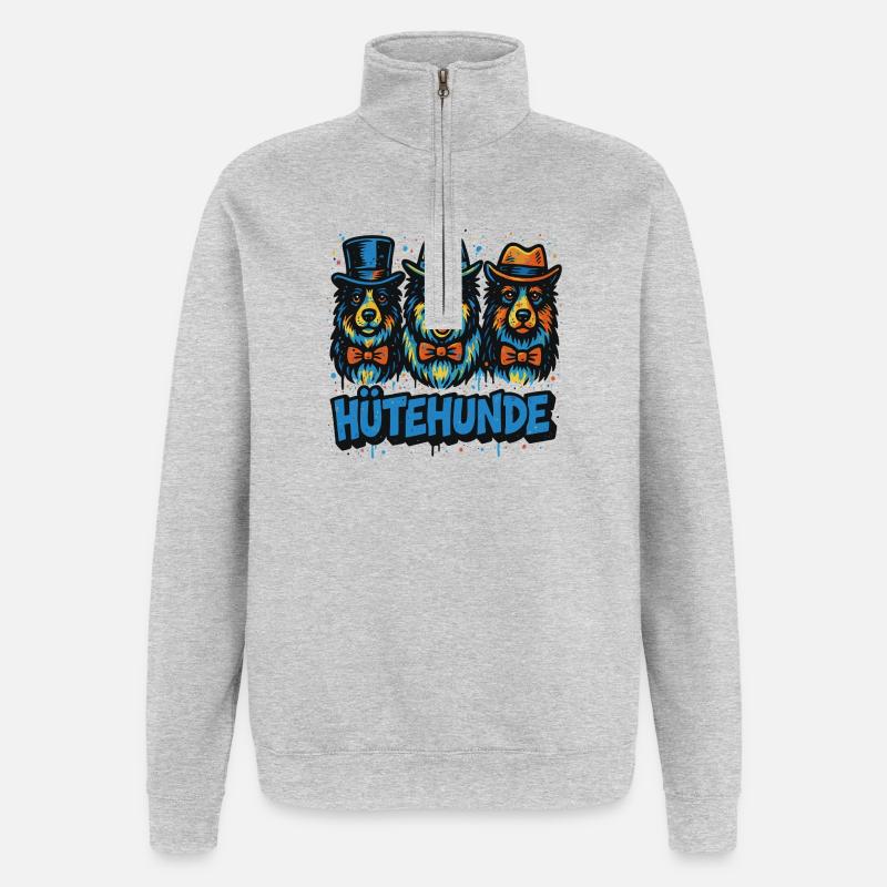 Chiens de troupeau Trio de trois - Sweat à zip 1/4 - gris chiné