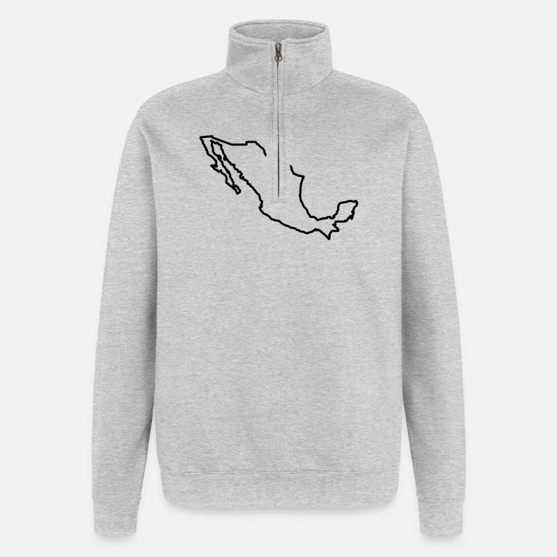 Mexiko Umriss - Quarter-Zip-Sweatshirt - Grau meliert