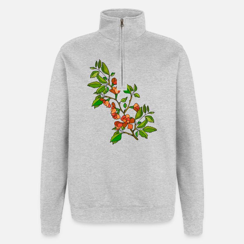 Fleur - Sweat à zip 1/4 - gris chiné