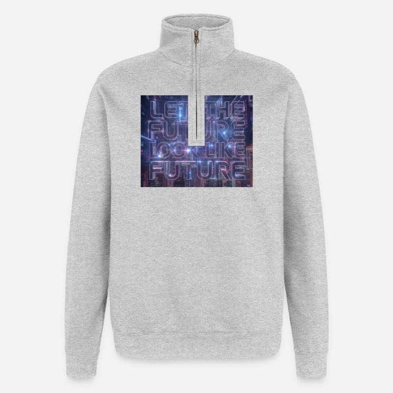 Neon Future Typography - Quarter-Zip Sweatshirt - heather grey