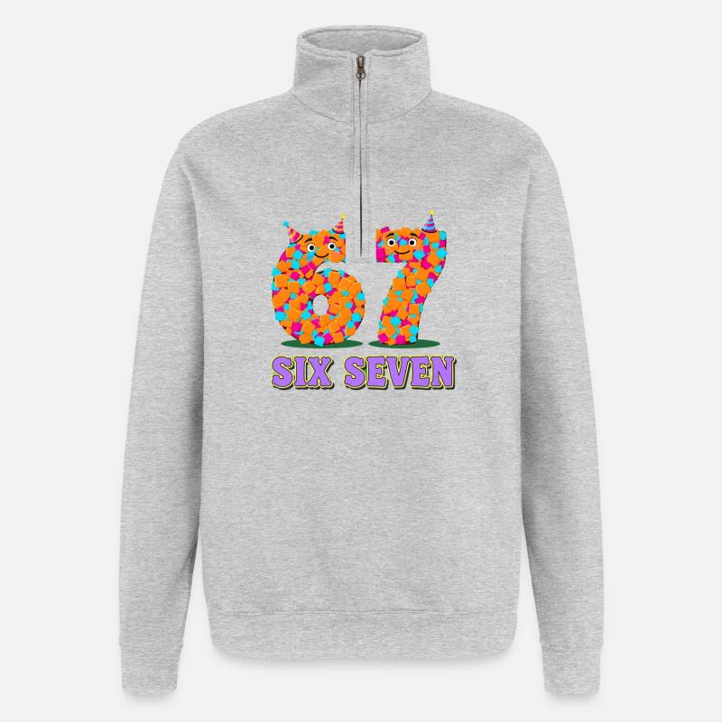 6 7 Meme  Fasching & Karneval - Quarter-Zip-Sweatshirt - Grau meliert