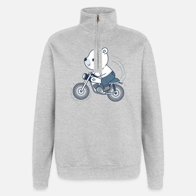 Ourson Motard Aventure - Sweat à zip 1/4 - gris chiné