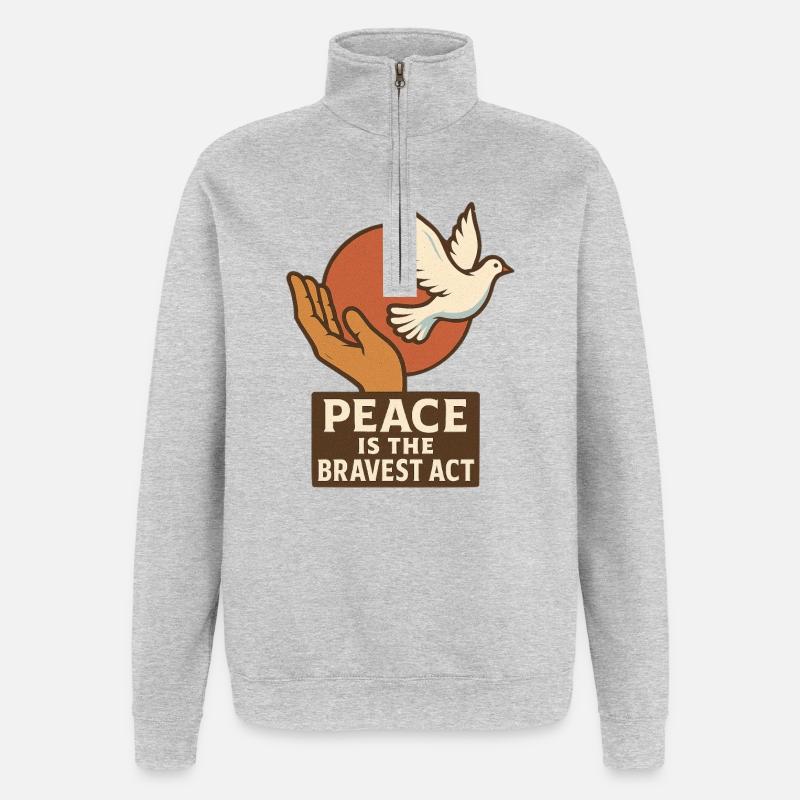 La paix comme acte de bravoure - Sweat à zip 1/4 - gris chiné