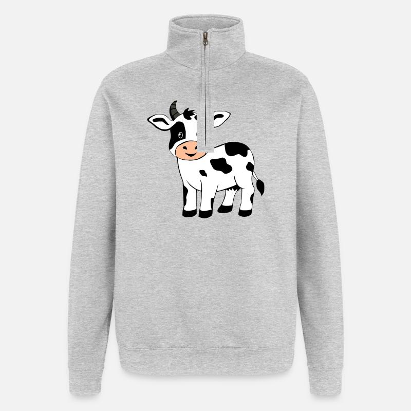 Drôle de vache T-shirt cadeau fermier - Sweat à zip 1/4 - gris chiné