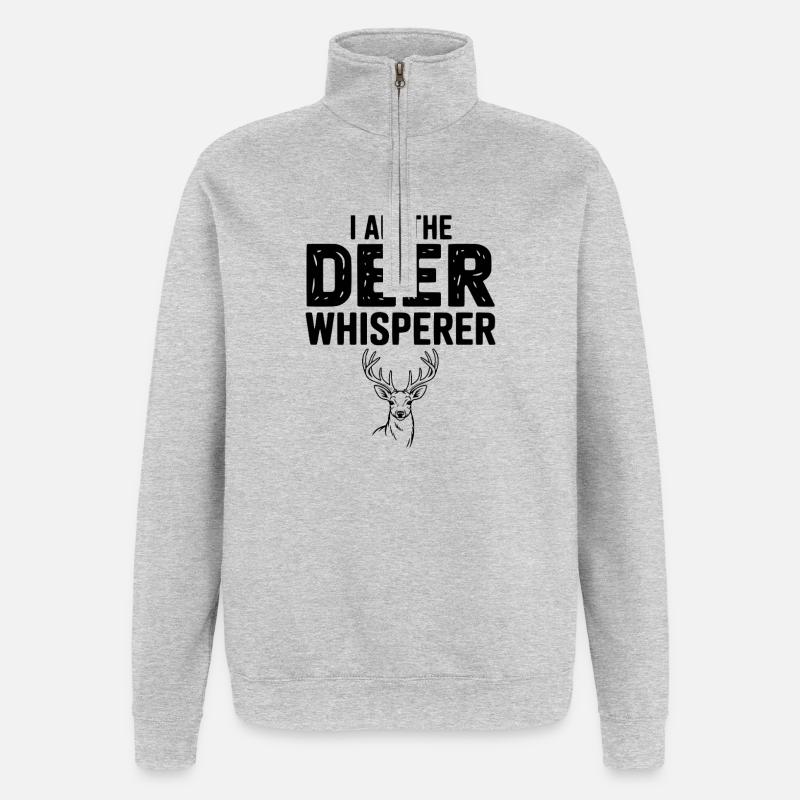 Ich bin der Hirschflüsterer - Quarter-Zip-Sweatshirt - Grau meliert