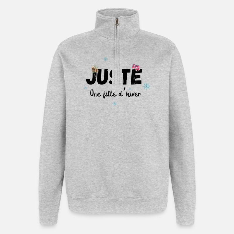 Nur ein Wintermädchen-Geschenk - Quarter-Zip-Sweatshirt - Grau meliert