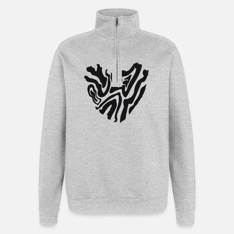 Herz eines Tigers  - Quarter-Zip-Sweatshirt - Grau meliert
