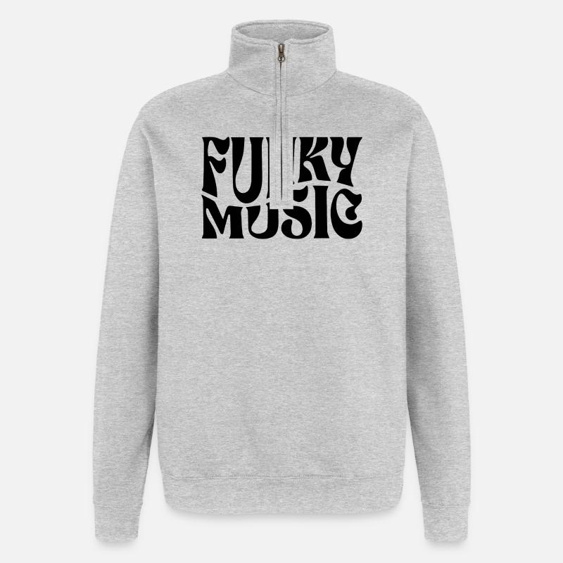 Funky music typographic design - Quarter-Zip Sweatshirt - heather grey