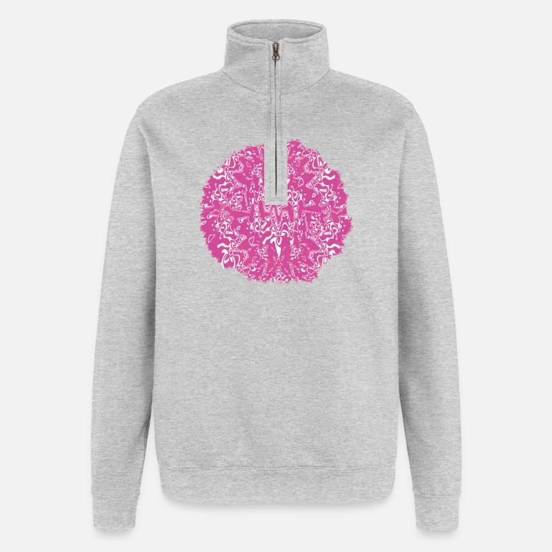 Kreisrose Pinkes Muster - Quarter-Zip-Sweatshirt - Grau meliert