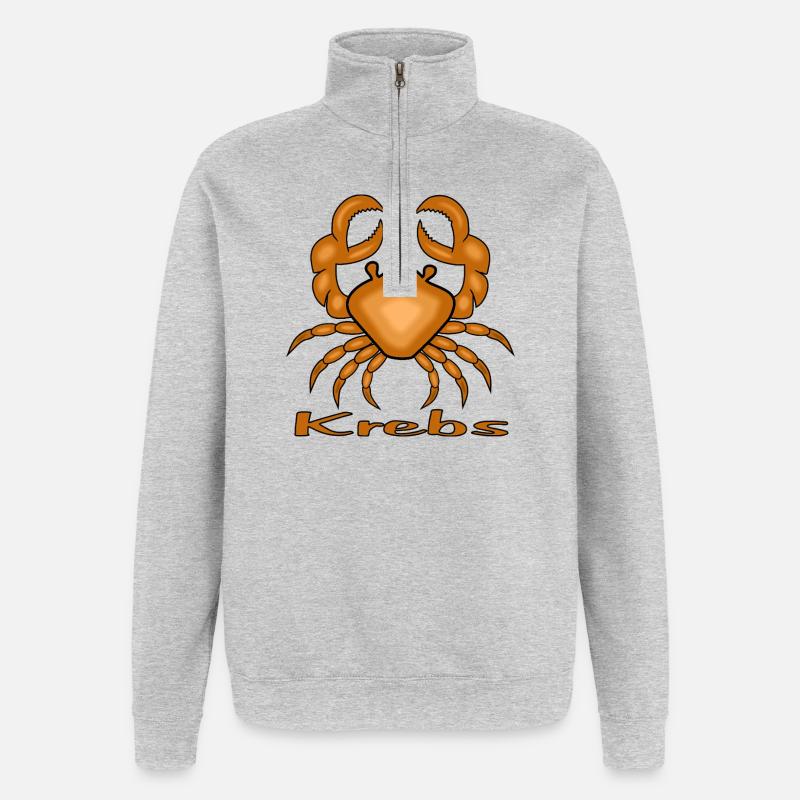 Sternzeichen Krebs - Quarter-Zip-Sweatshirt - Grau meliert