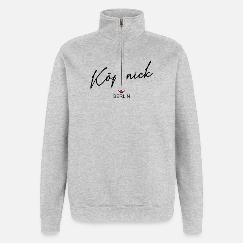 Köpenick - Berlin Flagge - Berliner Bär - Quarter-Zip-Sweatshirt - Grau meliert