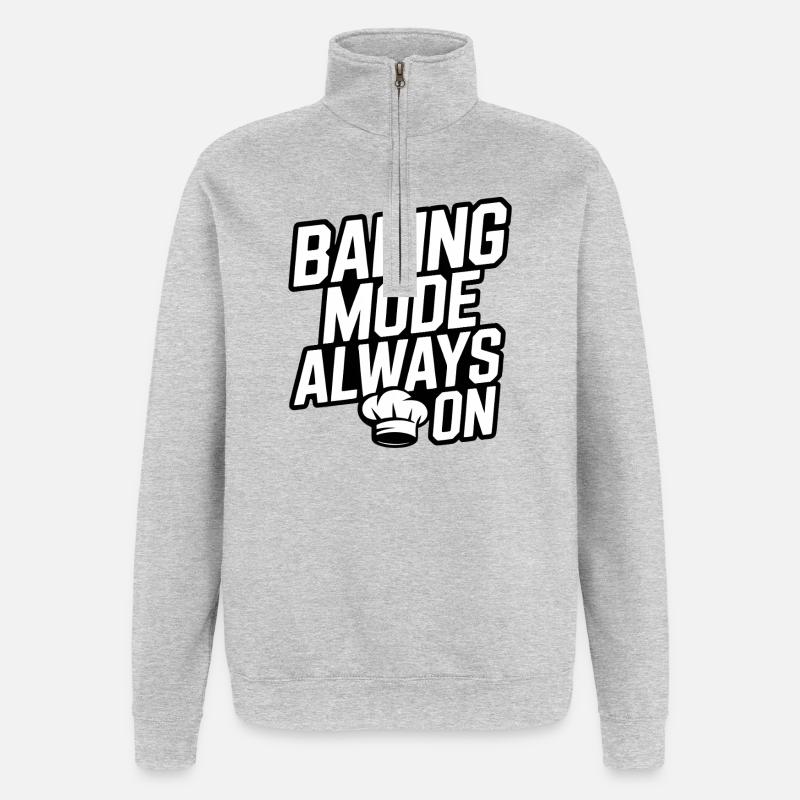 Backenmodus Immer An - Quarter-Zip-Sweatshirt - Grau meliert