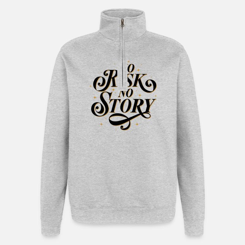 Aucun risque. Pas d’histoire. - Sweat à zip 1/4 - gris chiné